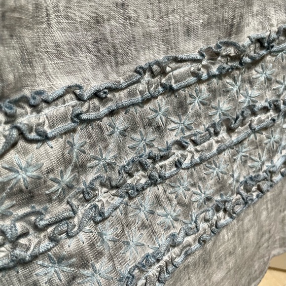 Light blue linen dress with beautiful accents. Size L. - Picture 5 of 5